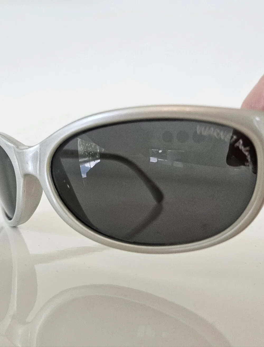 Vuarnet Silver Oval Sunglasses with Dark Lenses